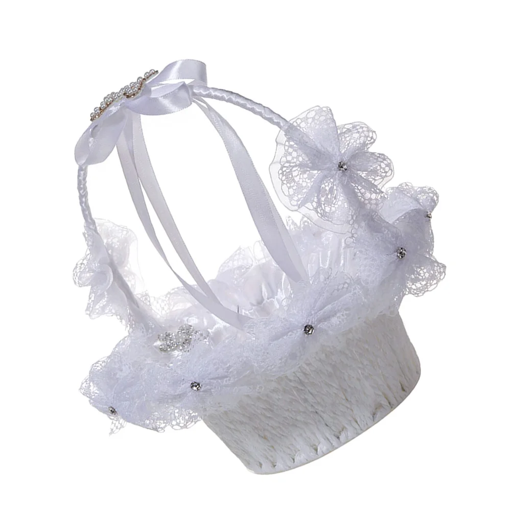 

Romantic Wedding Flower Baskets Bride Handheld Basket for Petals Garland Decorations Storage Tools Home Storage Container