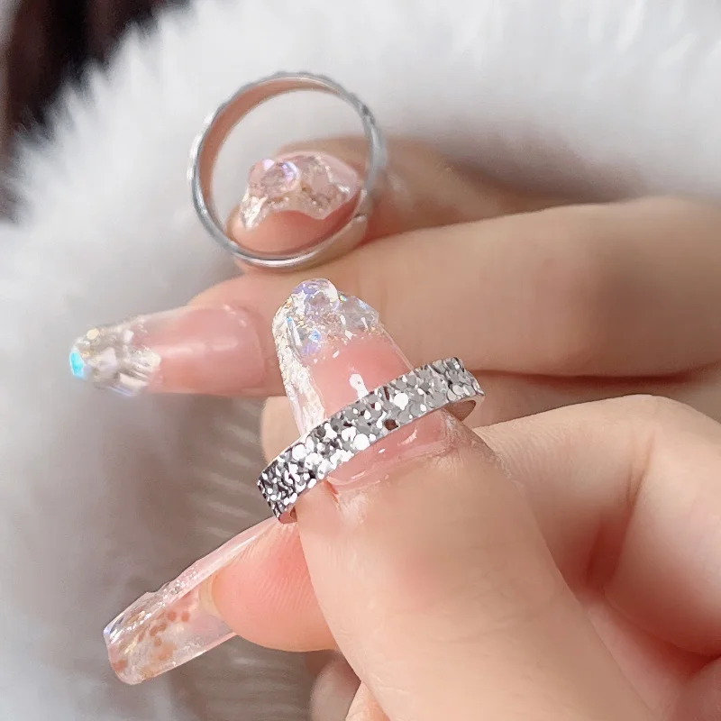 New S925 Sterling Silver Adjustable Rings Party Fine Jewelry Vintage Charm Geometric Nail Design Accessories Gift Dropship