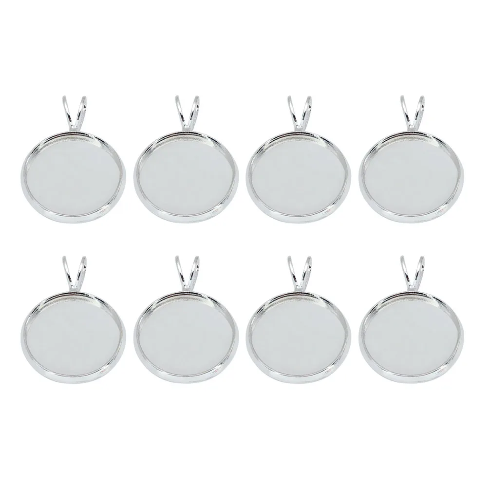 

10 PCS Pendant Tray Silver Copper Plating Photo Bezel Round Trays Jewelry Making