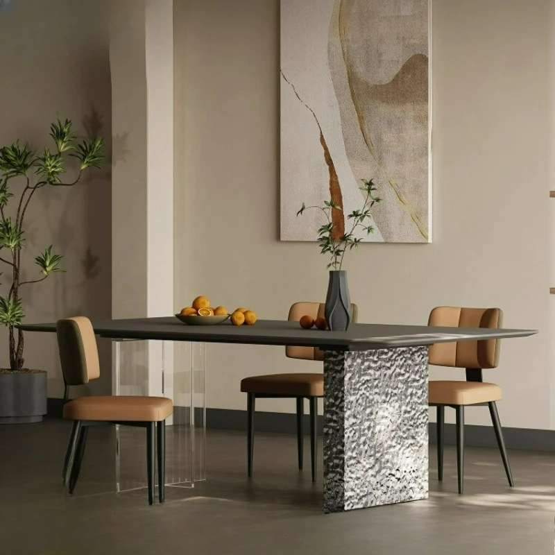 

Suspended rock slab dining table light luxury modern simple eating table living room home
