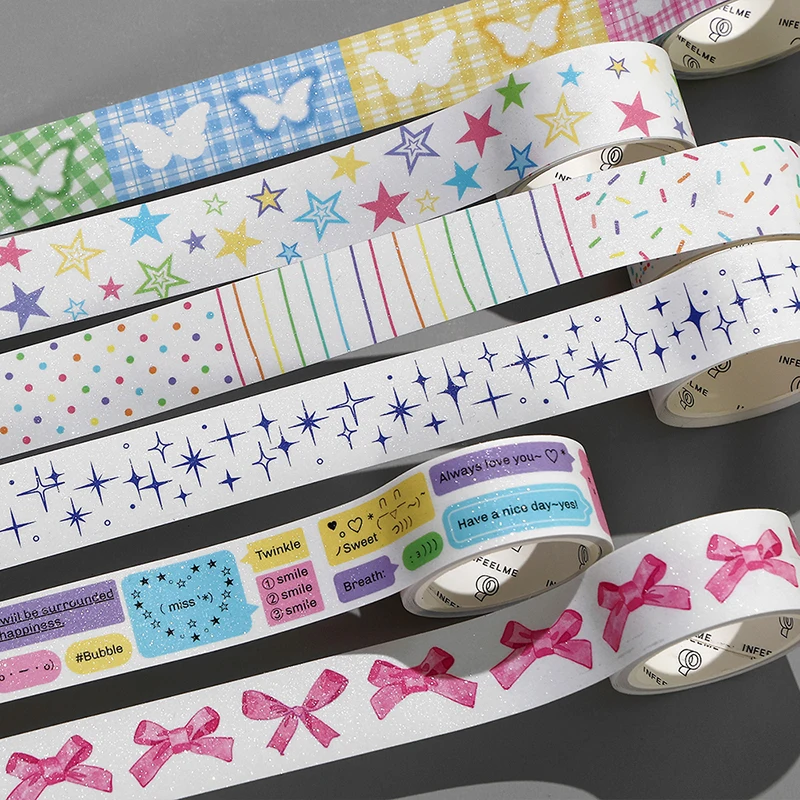 

Cute Butterfly Bow Star Masking Tape Decoration DIY Collage Scrapbooking Diary Album Photocard Adhesive Washi Tapes Stationery