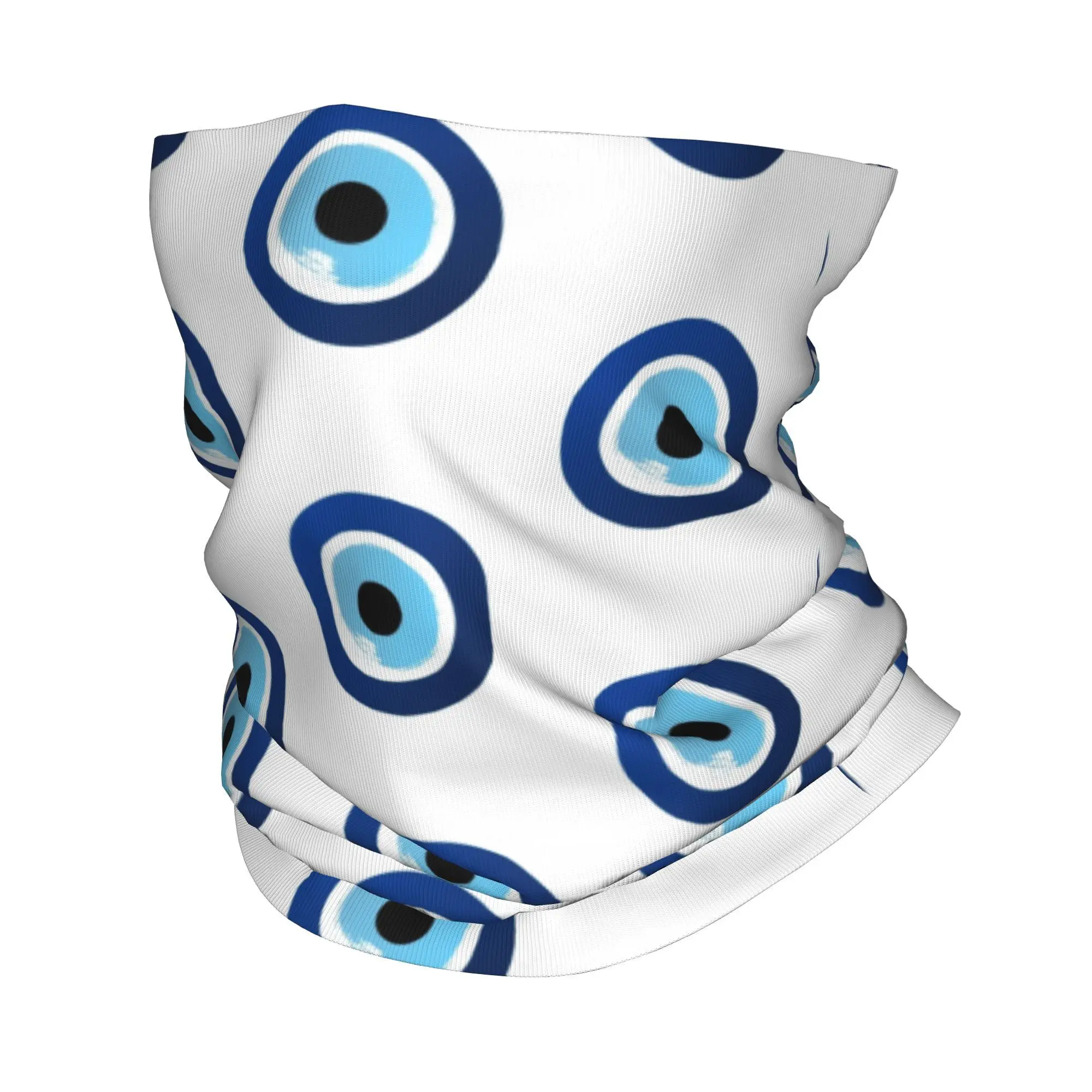 Custom Greek Evil Eye Hamsa Bandana Winter Neck Warmer Windproof Wrap Face Scarf for  Nazar Amulet Boho Charm Gaiter Headband