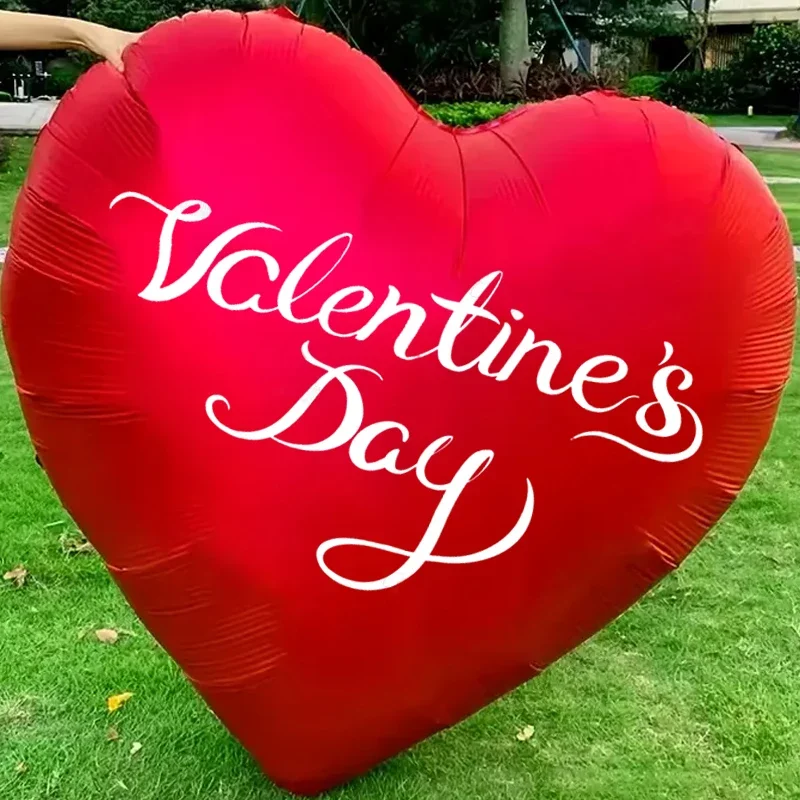 63Inch Large Love Balloons Giant Aluminum Film Red Heart Shaped Balloons for Birthday Valentine's Day Wedding Party Decoration