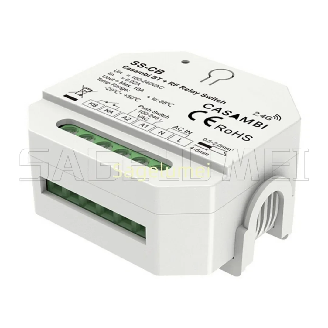 100-240VAC SS-CB Casambi Bluetooth +RF Relay Switch SKYDANCE NEW APP Can be mounted on a rail or in a standard wall junction box