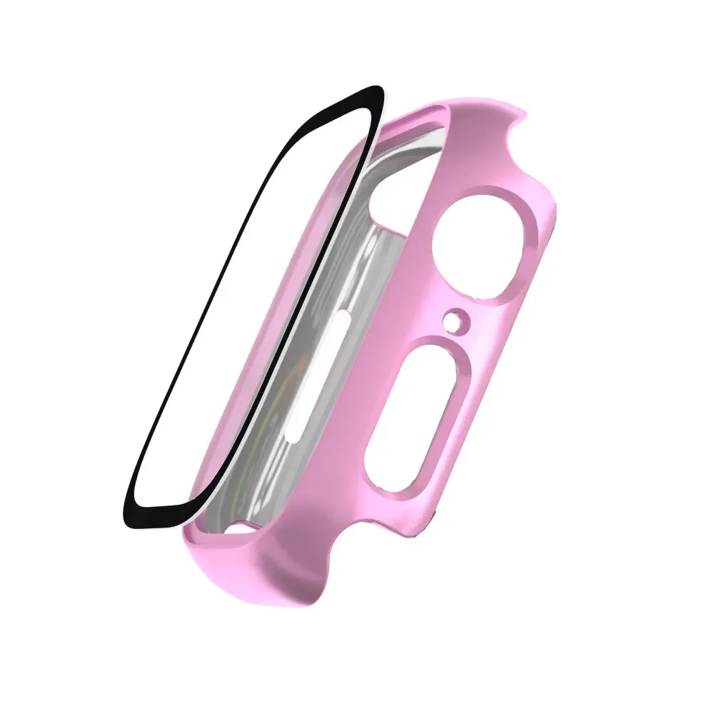 Tempered Glass Cover for Apple Watch Series 9 8 7 6 5 4 SE Screen Protector Hard PC Cover Bumper iWatch Case 41mm 44mm 40mm 45mm