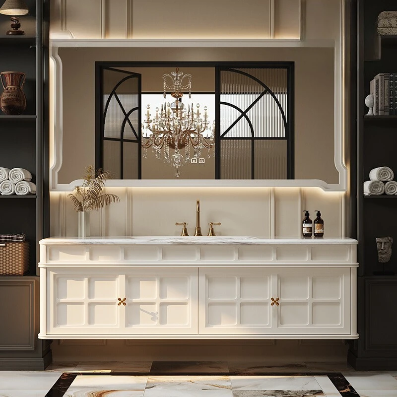 

French Retro Bathroom Cabinet Decorations Display Trendy Space Saver Cupboard Closet Slim Luxury Skincare Gabinete Furniture