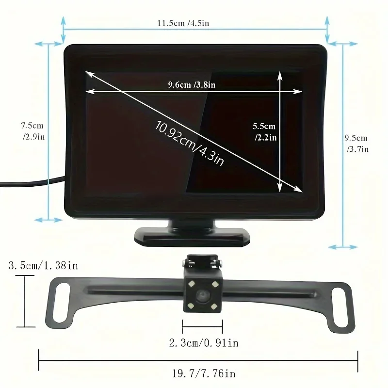طقم كاميرا مراقبة السيارة Bileeko 4.3 بوصة TFT LCD: نظام الرؤية الخلفية للسيارات/الشاحنات/الالتقاطات/سيارات الدفع الرباعي مع سهولة التركيب