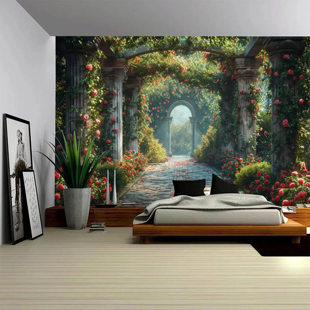 Natural Scenery Tapestry Wall Hanging Garden Plant & Flower Home Decor Multiple Specifications Available