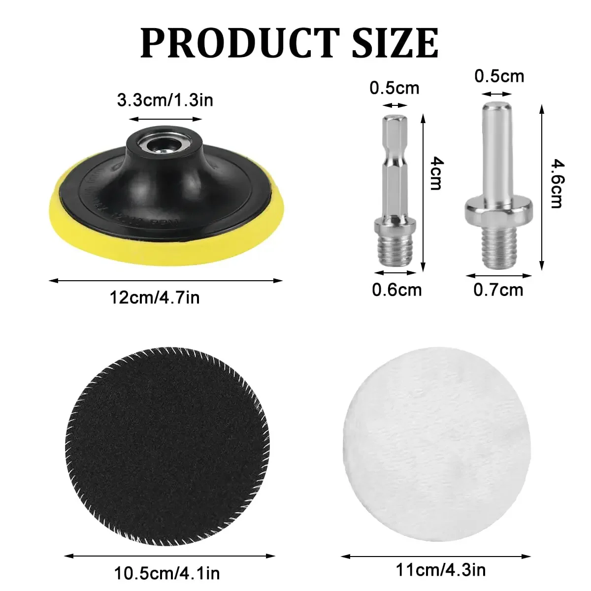 4/5 Inch Wool Buffing Pad Kit 8 Pcs with Backing Pad and M10 Adapter Attachment Cordless Screwdriver Angle Easy Interchangeable