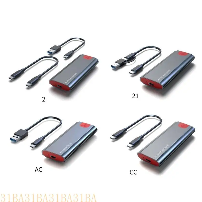 

652F SSD Case- NVME M-Key PCIE Mobile Hard Drive Enclosure Box SSD Enclosure Support USB3.1 Type-C Wiring Cable