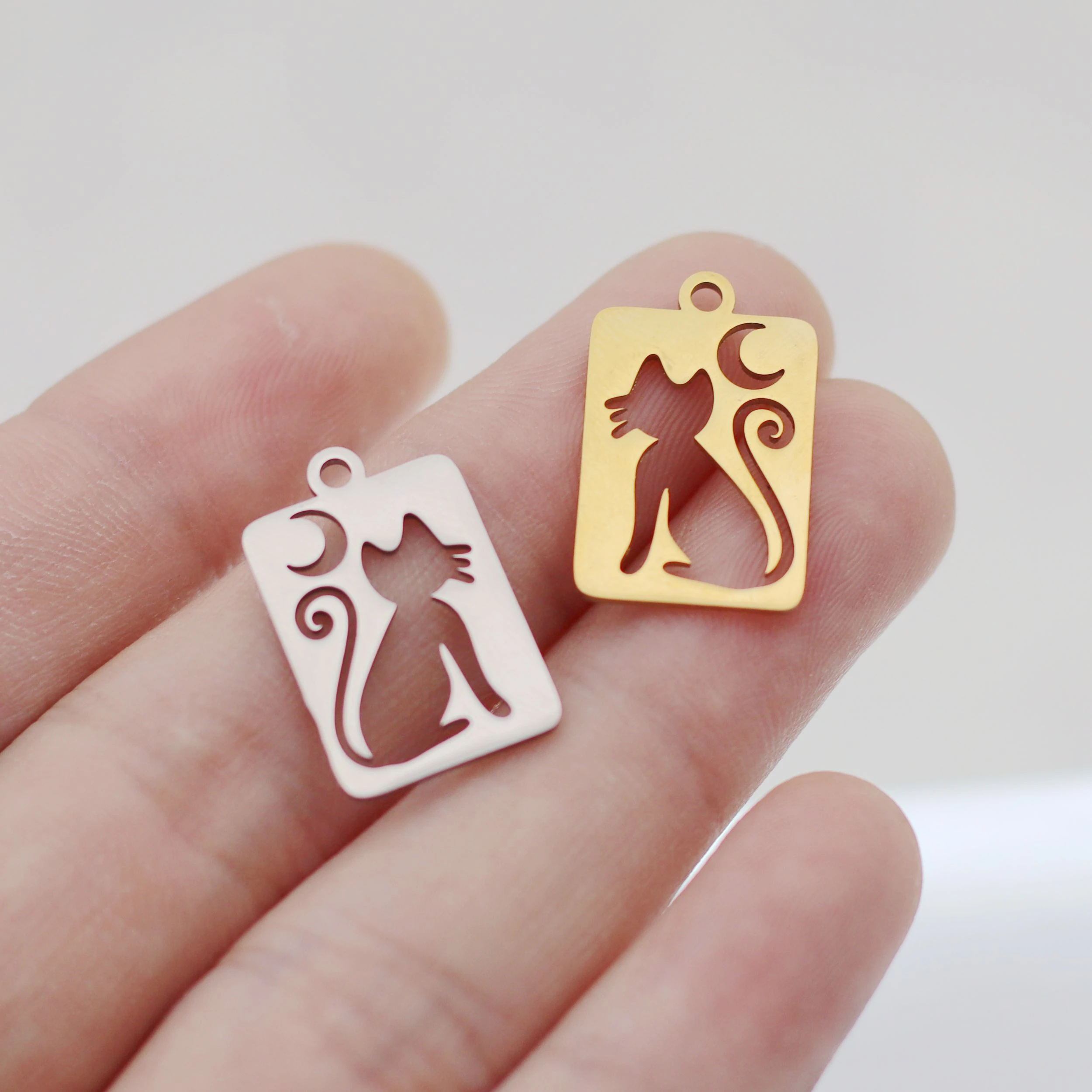 3Pcs Star Moon Charms Stainless Steel Pentagram/Astral/Cloud/Crescent Kitten/Sun Pendant DIY for Earring Bracelet Jewelry Making