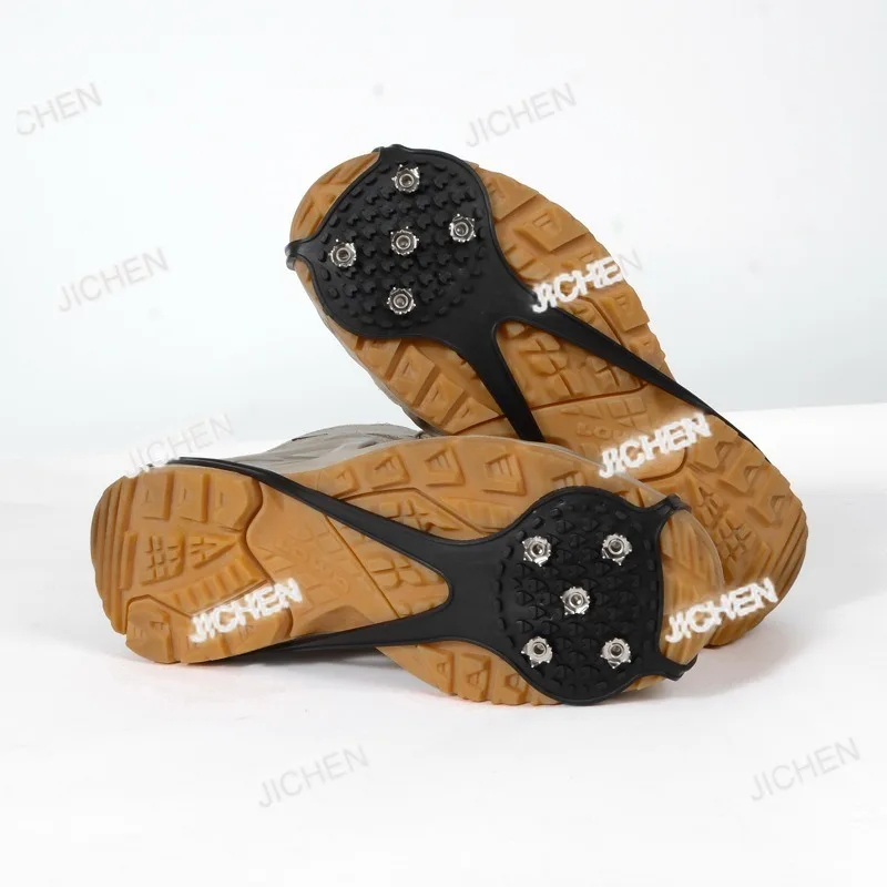 ZQN JC Crampones antideslizantes de 5 dientes con superficie de hielo para nieve al aire libre de invierno, cubierta de zapato antideslizante tipo calabaza portátil Simple