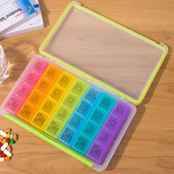 Pill Organizer 28-Cell Weekly Day Individual Plastic Medicine Planner Case Pillbox Pill Storage Box For Outdoor Travel