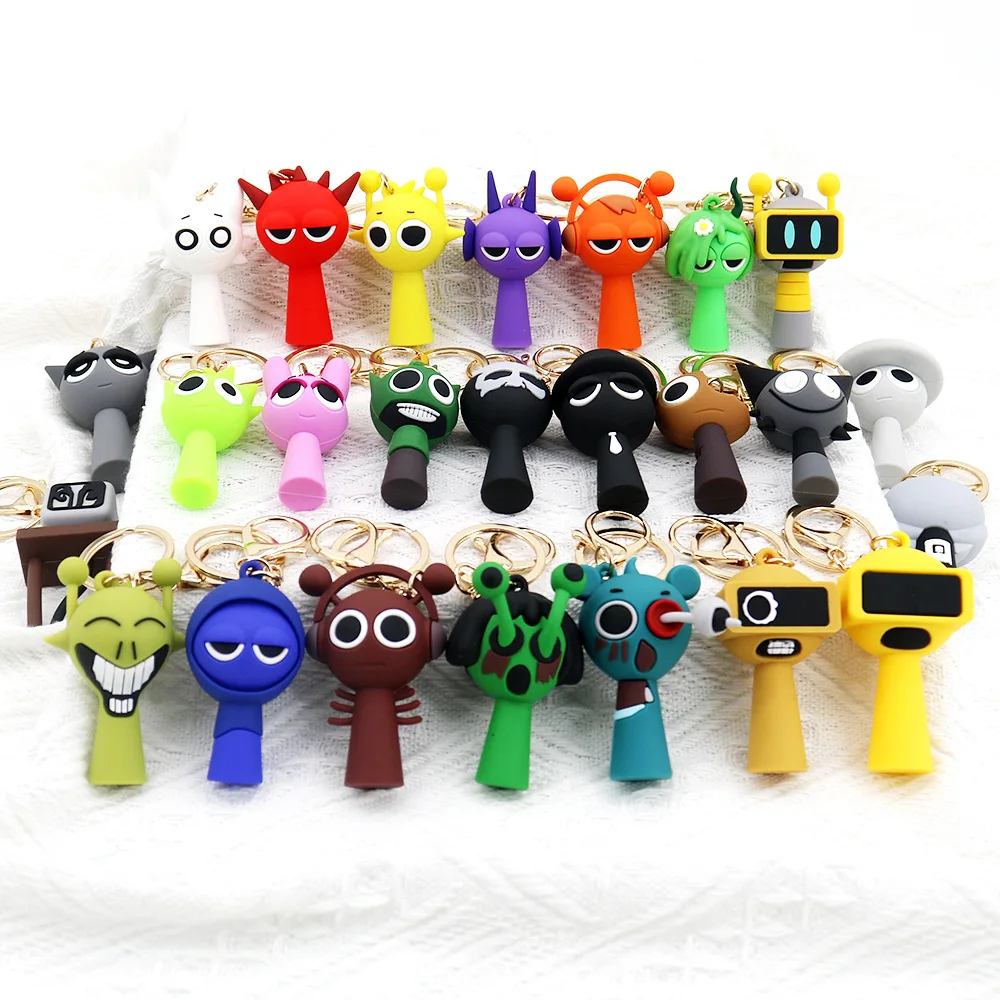 Game Sprunki Keychain Cartoon Sprunki Oren Raddy Gray Brud Vineria For Child Early Education Keyring Jewelry Fans Gifts Prop