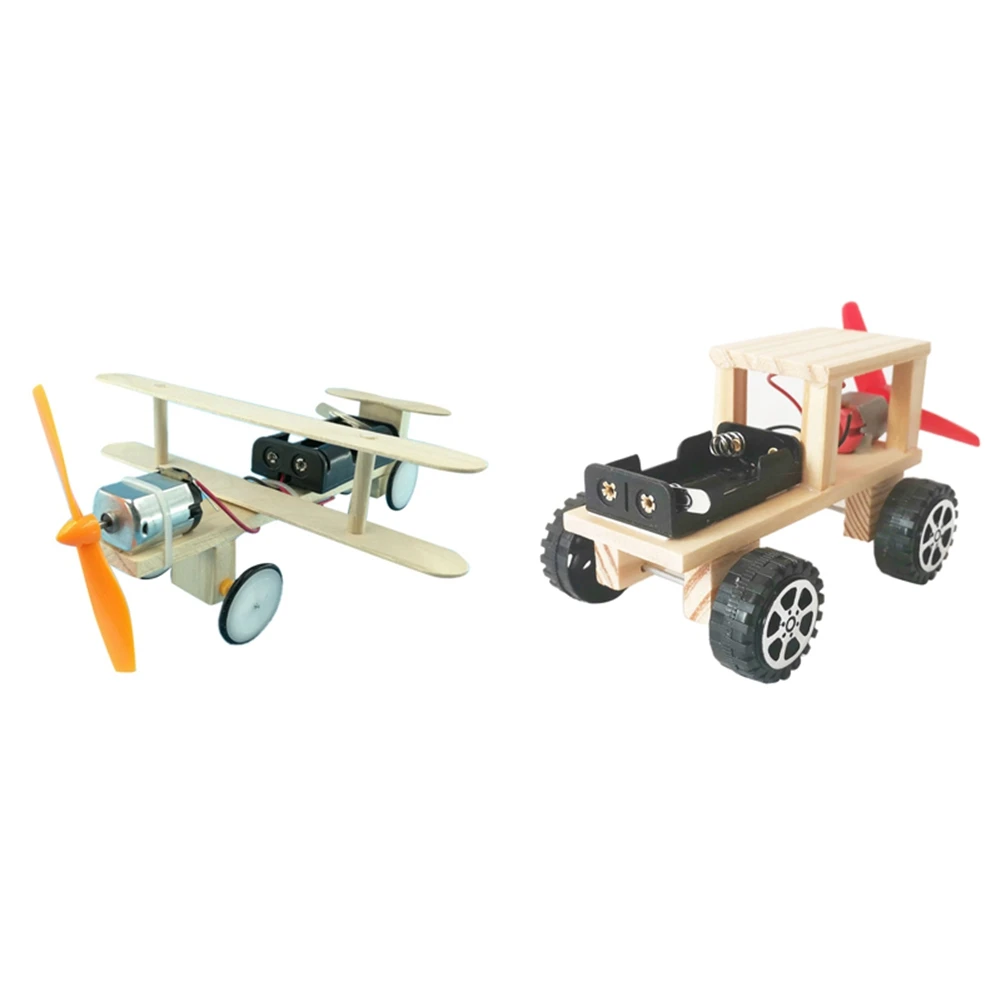 【Consumer-Favorite!】2 stuks doe-het-zelf auto kinderen houten puzzels studenten handgemaakte modelbouwpakket, racewagen en zweefvliegtuig