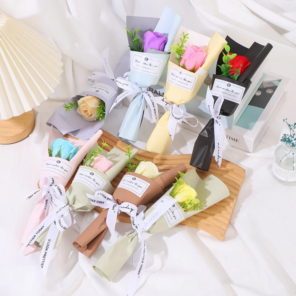 Soap Flower Bouquet Romantic Mini Rose Soap Flower Rose Soap Gift Colorful Mini Car Decoration Flower For Weddings Wedding
