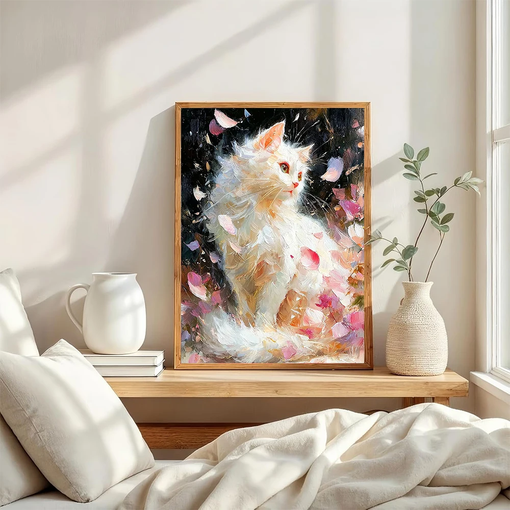 Cute Cat and Flower Diamond Embroidery Persian Cat Siamese Cat Floral Scenery DIY Mosaic Picture Rhinestone Art Painting
