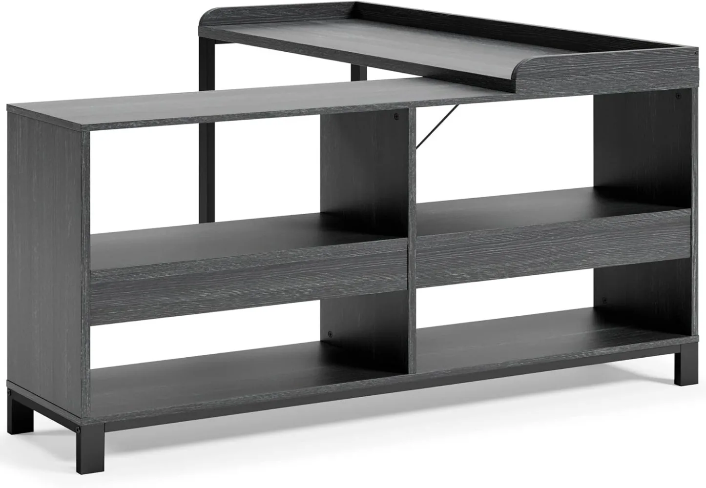 Signature Design By Ashley Yarlow Industrial Home Office L-Shaped Desk with Cube Storage, Black