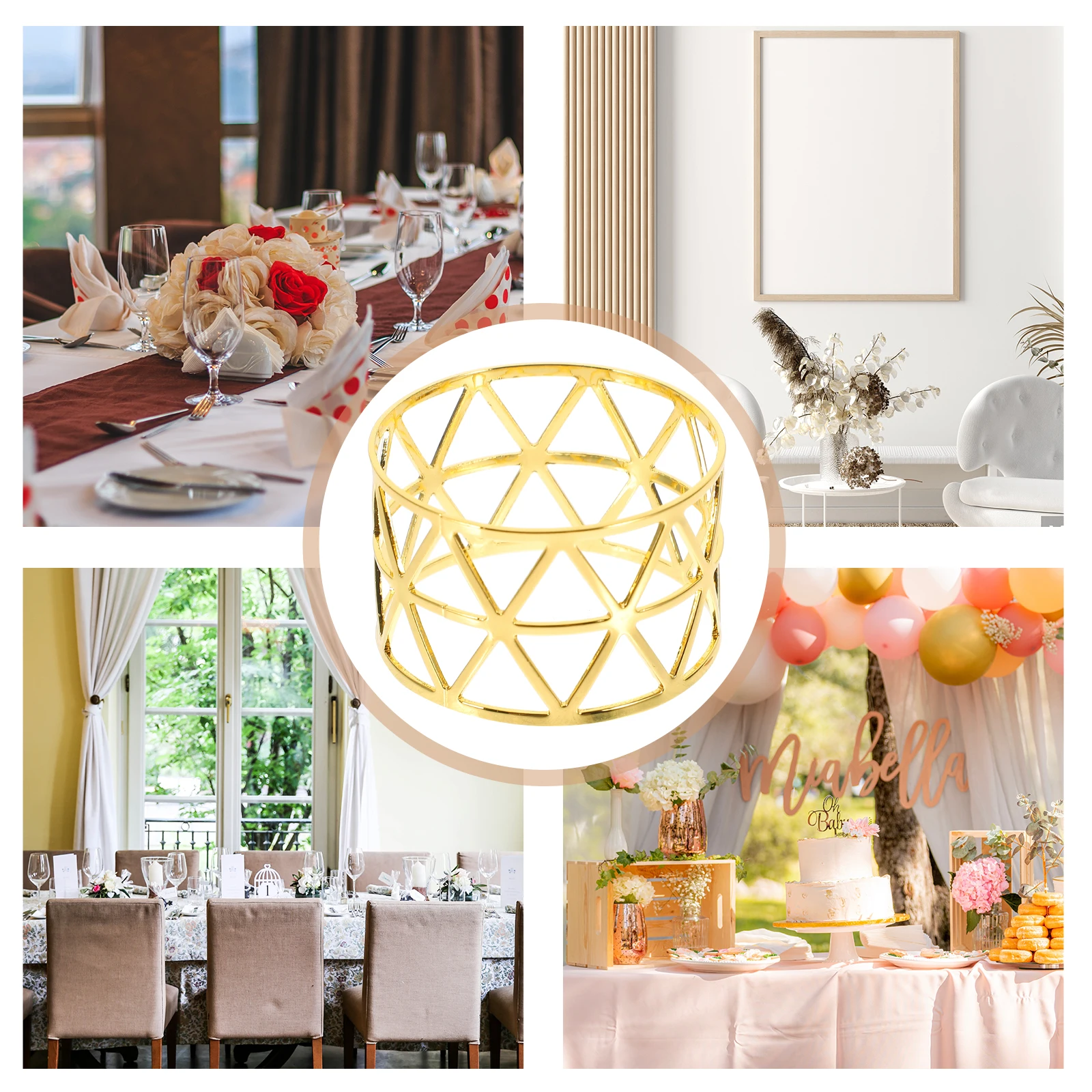 

3 Pcs Rings Elegant Metal Decorative Dining Metal Napkin Ring Table Wedding Napkin Holder Wedding Party Holder Set