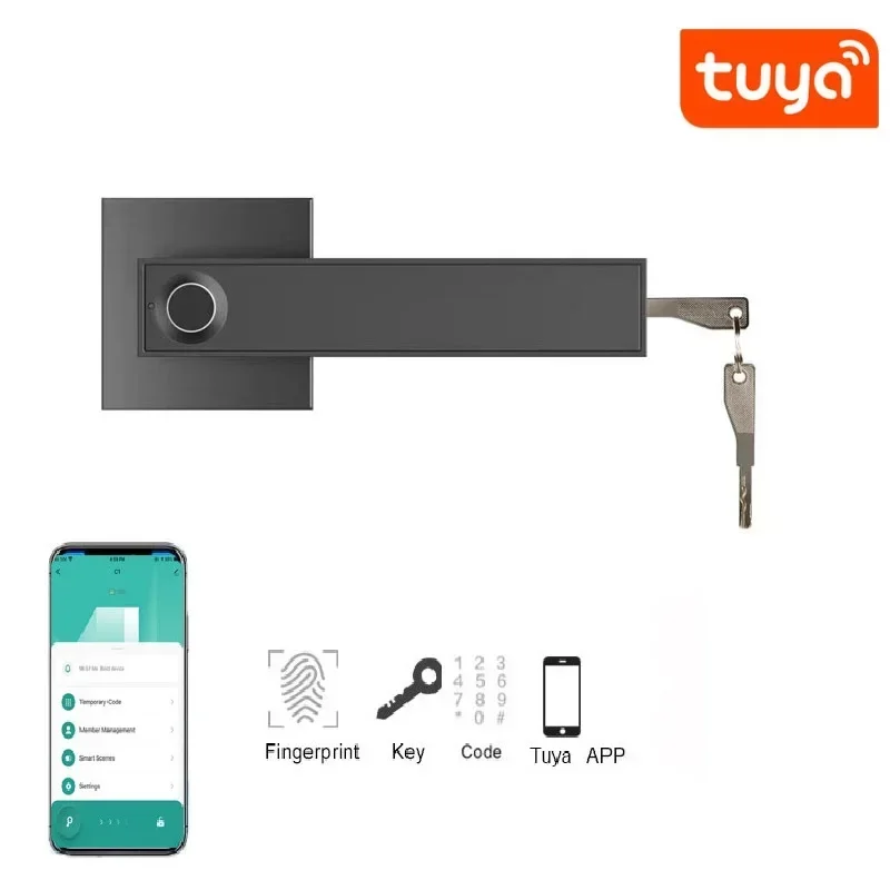 Vingerafdrukwachtwoord Deurslot met Tuya Elektronisch Smart Lock Digitale deurbeveiliging Biometrisch handvatslot voor slaapkamerappartement