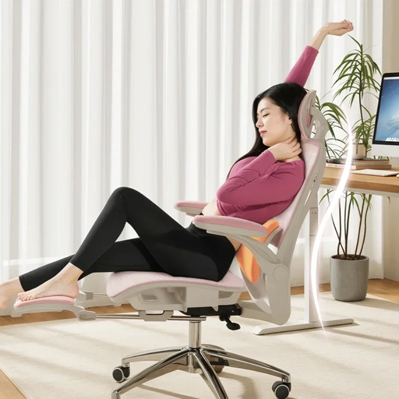 Girls Bedroom Pink Ergonomic Mesh Office Chair Lumbar Support Rocking Computer Free Shipping Furniture Soft Chairs for Kitchen