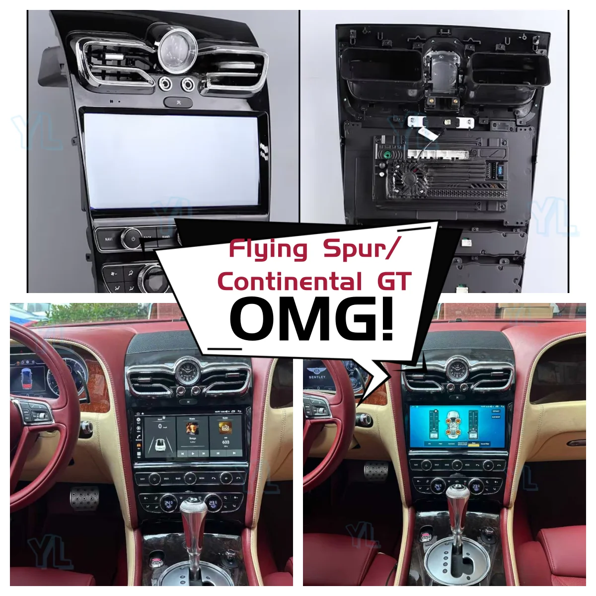 YL 10.9 Inch Multimedia Android 14 Video For Bentley Continental GT Flying Spur 2005~2019 GPS Navigation Car Radio 4G Head Unit