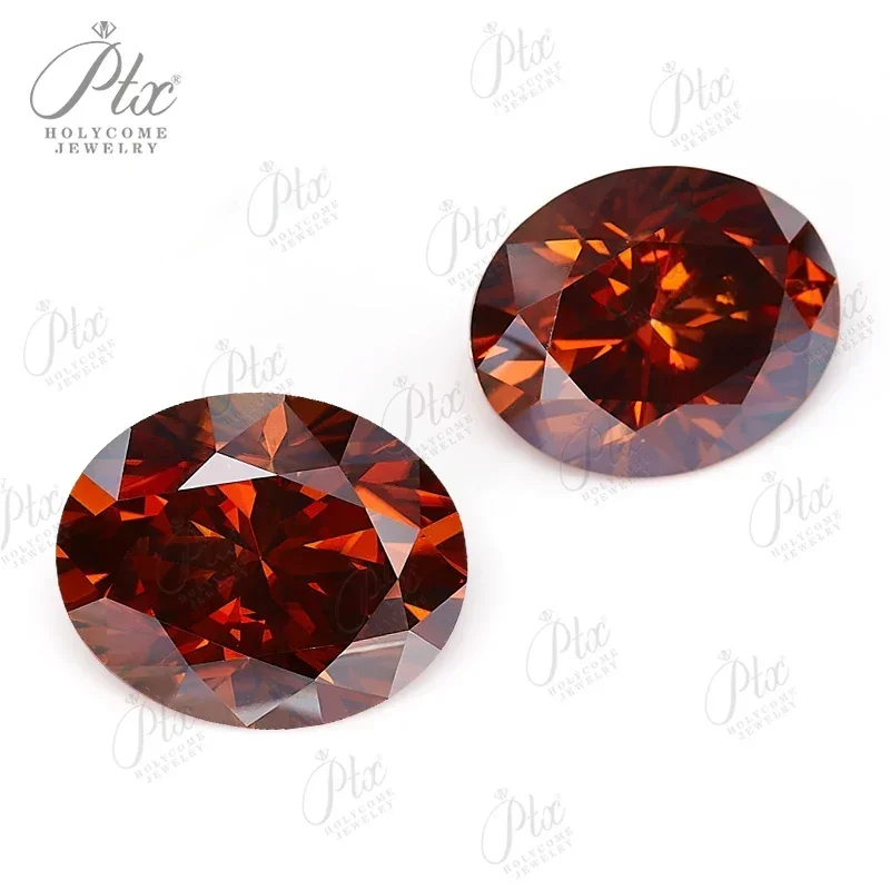 Oval Shape Moissanite Gemstone Garnet Color Lab Created Diamond With GRA Certifite For Jewelry Rings Earrings DIY Wholesale