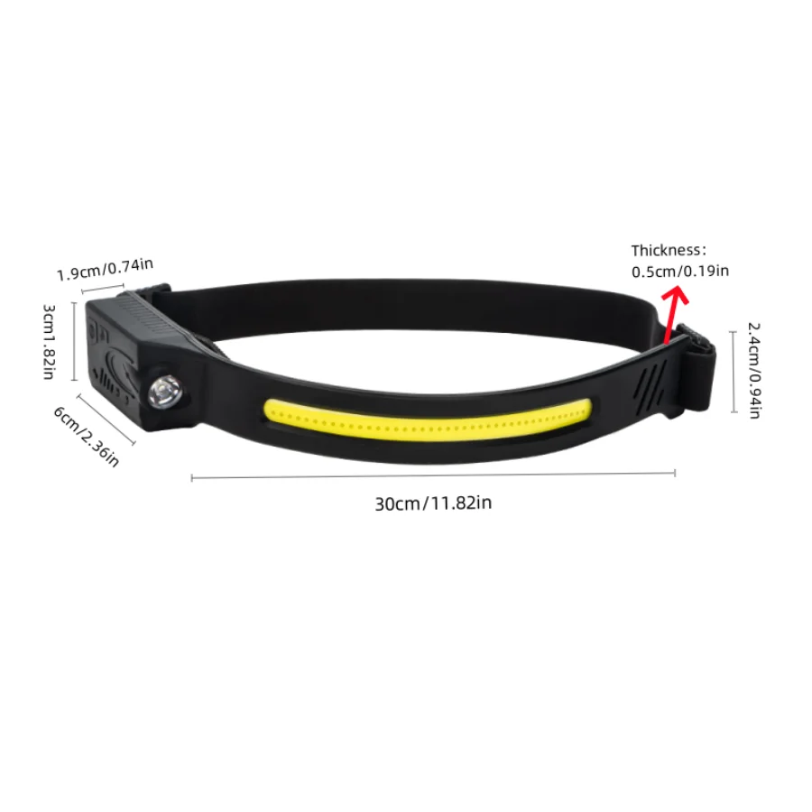 COB LED Headlamp Sensor Headlight USB Rechargeable Head Torch 5 Modes for Camping Fishing Work Light