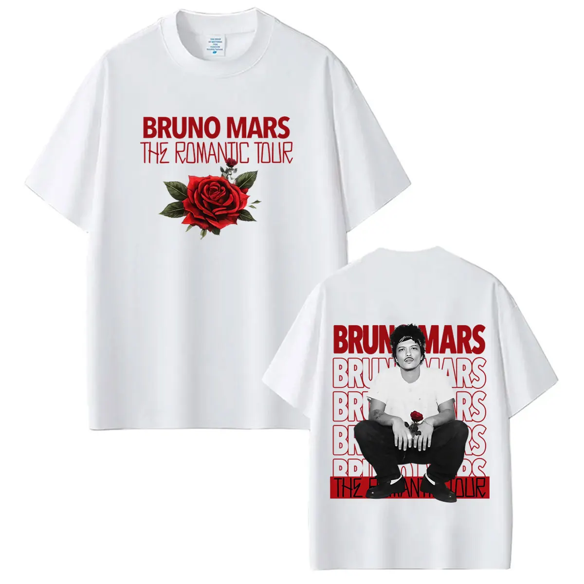 Bruno Mars The Romantic Tour 2026 Print T-shirt Man Woman Fashion T-shirts Short Sleeve Cotton Aesthetic Trend Hip-hop T-shirts