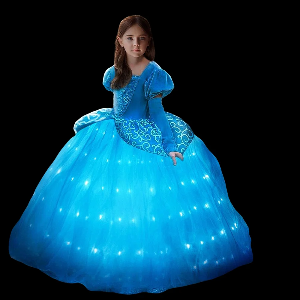 Illumina cenerentola Princess Girls Cosplay Dress Costume Led Vestidos Birthday Party Dress vestiti di Halloween