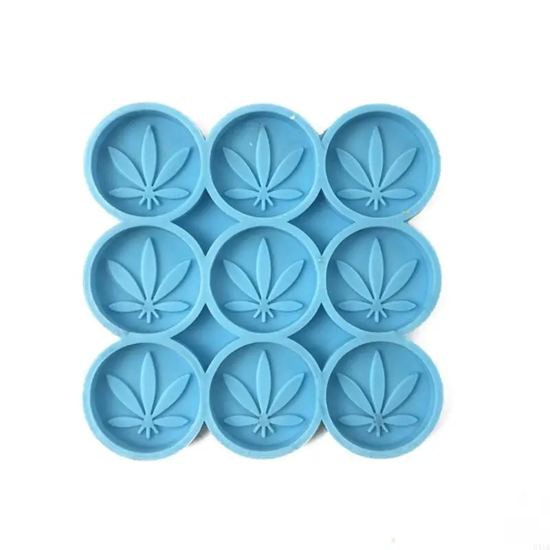 

34YA DIY 9-Cavities Leaf Checkers Epoxy Resin Mold Pendant Decoration Silicone Mould