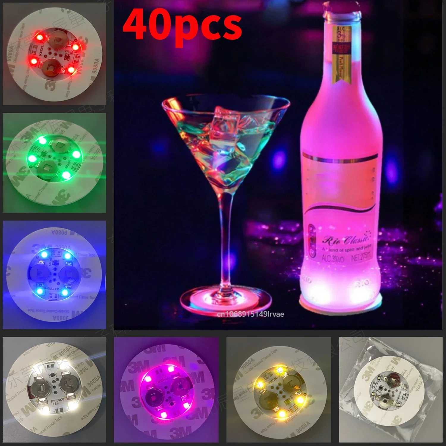 5-40Pcs LED Light-emitting Cup Sticker Colorful Flashing Bottle Sticker Light-emitting Bar KTV Wedding Cocktail Drink Cups Decor