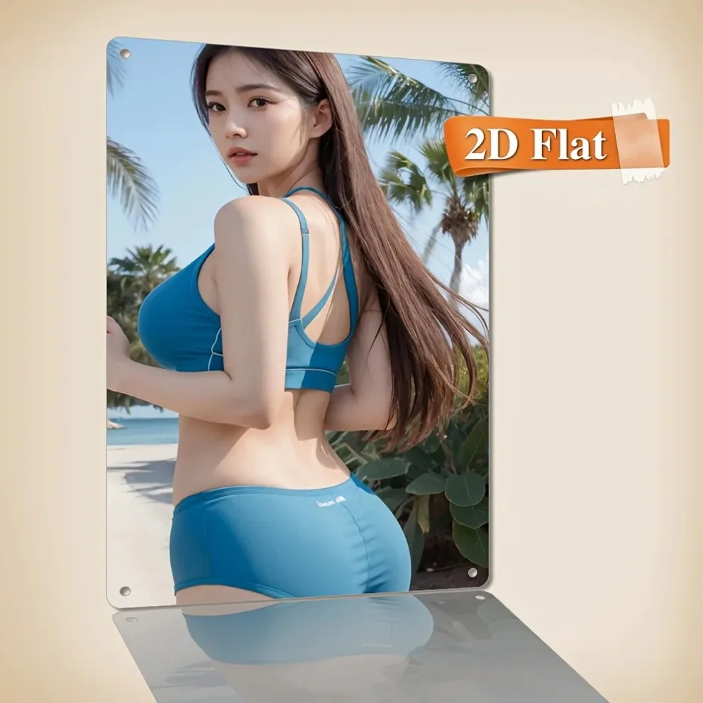 2D Aluminium-Wandkunst – Sexy Bikini-Frau Gemälde für Zuhause, Bar, Café, Geschenk