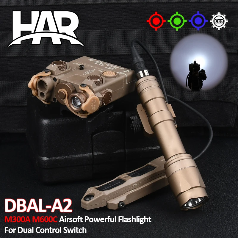 Surefir WADSN M600 M600C M600U M300A Airsoft Powerful Flashlight Tactical DBAL Hunting Airsoft Dual Control Weapon Light DBAL A2