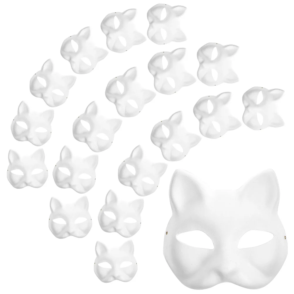 

30 Pcs Hand Painted Mask Facial Masks DIY Blank Paper Cat Fox For Adults Cosplay Masquerade Child