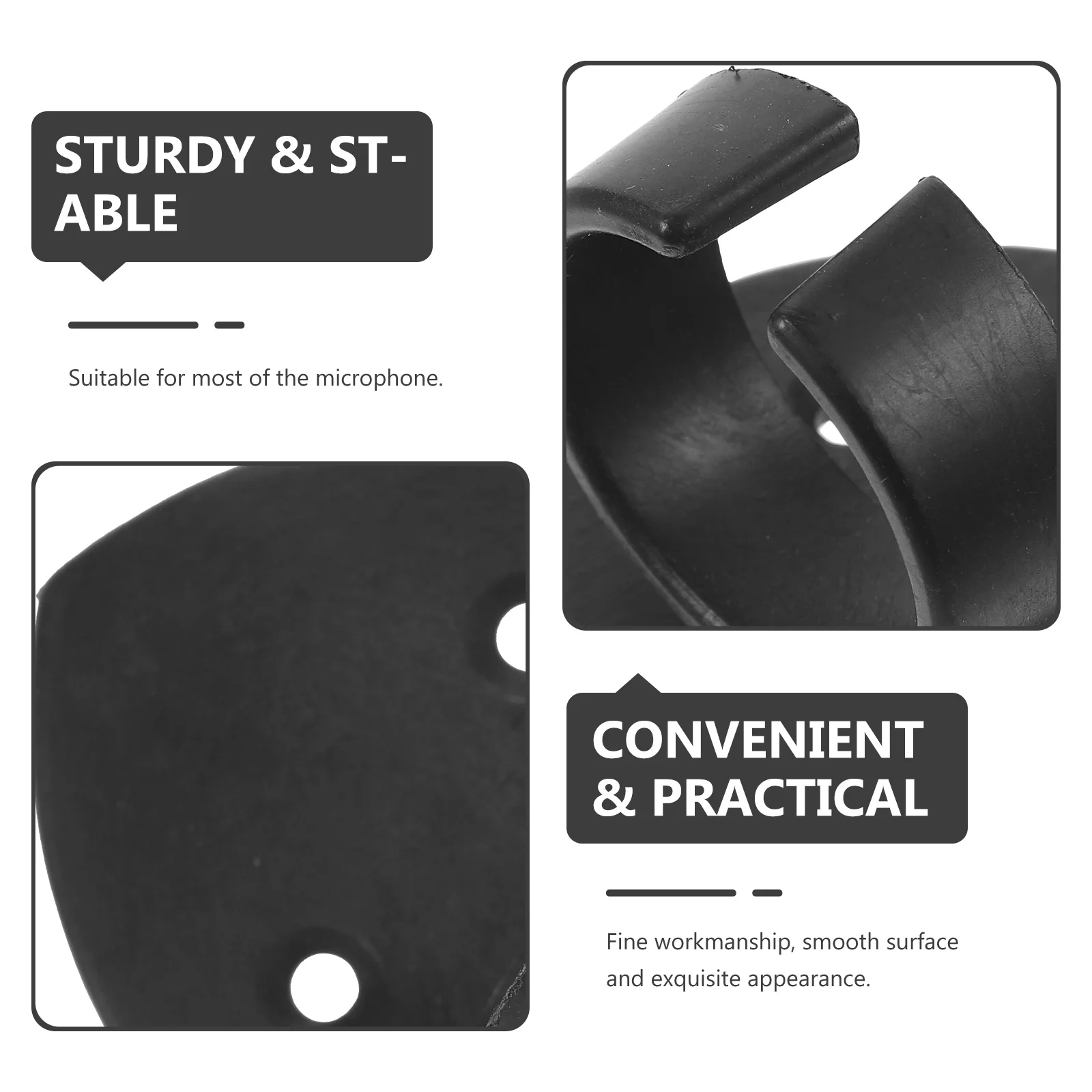 

Heart-shaped Microphone Holder Clip Bracket Black Abs Plastic Wireless Microphones