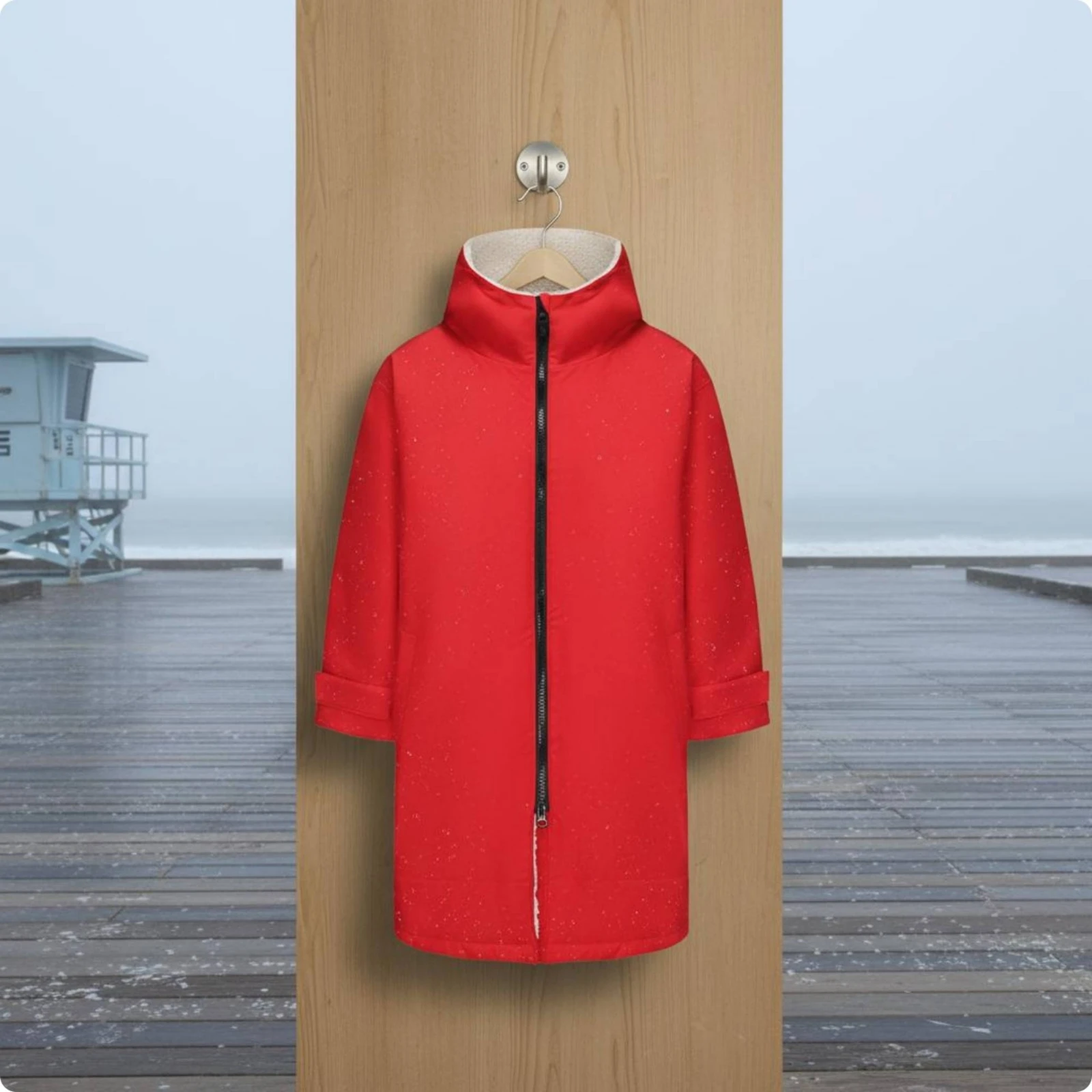 Hooded Changing Robe Warm Water-Sports Poncho Robe Hooded Swim Poncho Waterproof Outerwear Oversized for Training