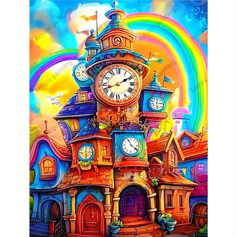 

1000/1314/520 шт. Пазл-Причудливая Радуга и часовная башня, портативный кубовидный художественный декор своими руками, высококачественная бумага, идентификатор