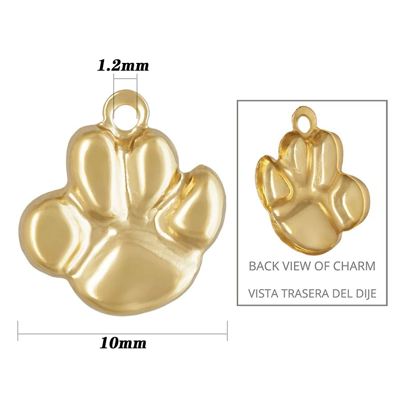 10mm Paw Print Charm 14K Gold Filled Paw Print Pendants Jewelry for DIY Necklace Making Tarnish Resistant Jewelry Findings