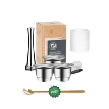 Para nespresso cápsula de café reutilizável aço inoxidável rico crema espresso filtros recarregáveis pod caber inissia pixie essência mini