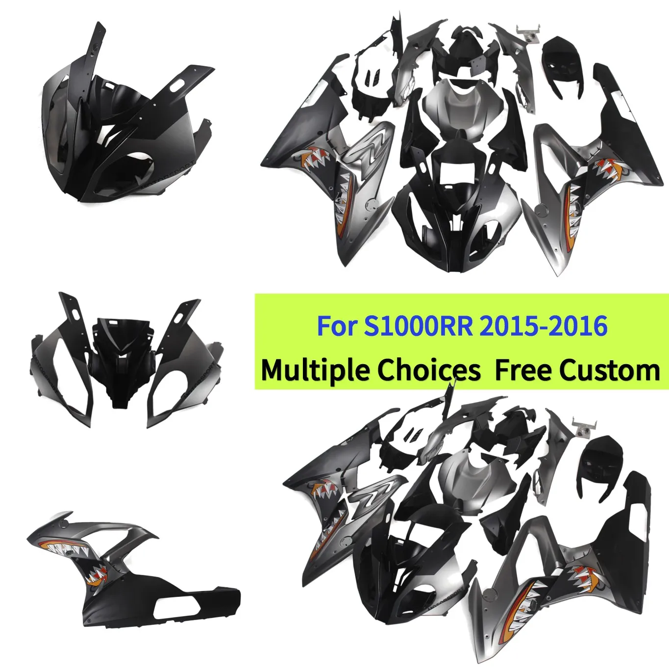 

Full set Fairings Fit For BMW S1000RR 2015 2016 Motorcycle ABS Plastic Bodyowrk | Silver Shark Look Style