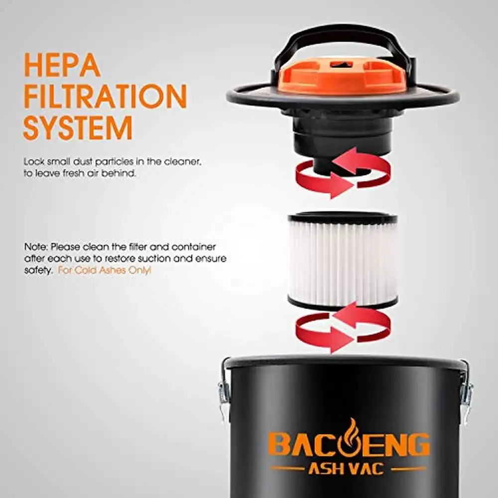 Aspirador de pó compacto para cinzas, 4 galões, 6,6amp, função de sopro, coletor sem saco, grelhas para churrasco, poços, leve, hepa