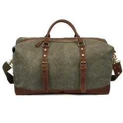 EverVanz Oversized Holdall Travel Duffel Canvas Leather Trim Tote Shoulder Unisex Handbag Cabin Weekend Bag