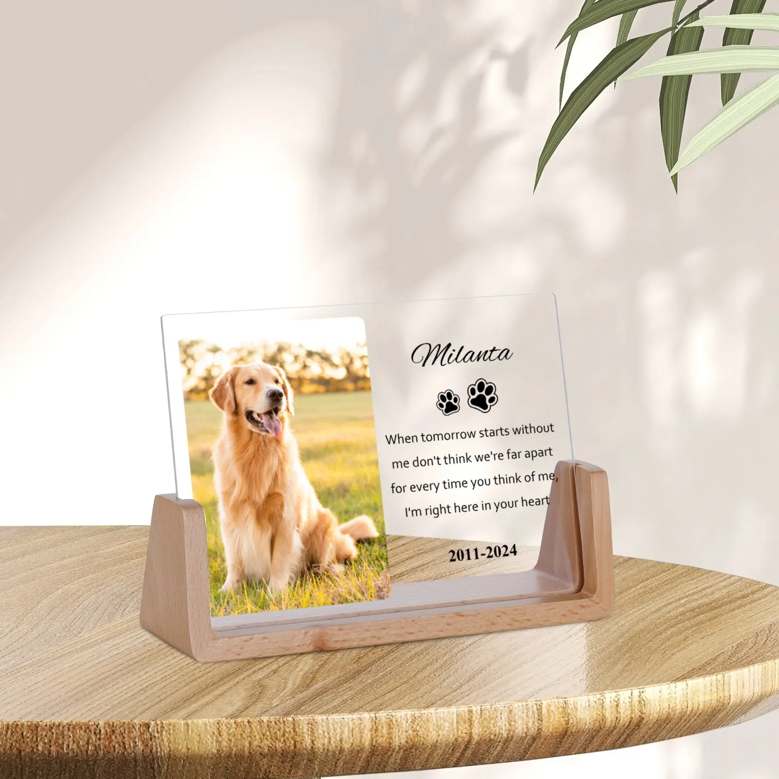 Personalized Dog Picture Frame Pet Memorial Gift for Loss of Dog Custom Photo Frames with Walnut Wood Base Dogs Owner Gifts