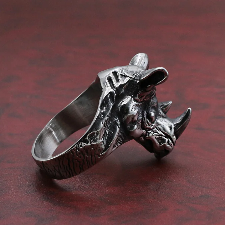 Titanium Steel Rhino Ring Animal Jewelry Open Ring Outdoor EDC Punk Accessories Tools