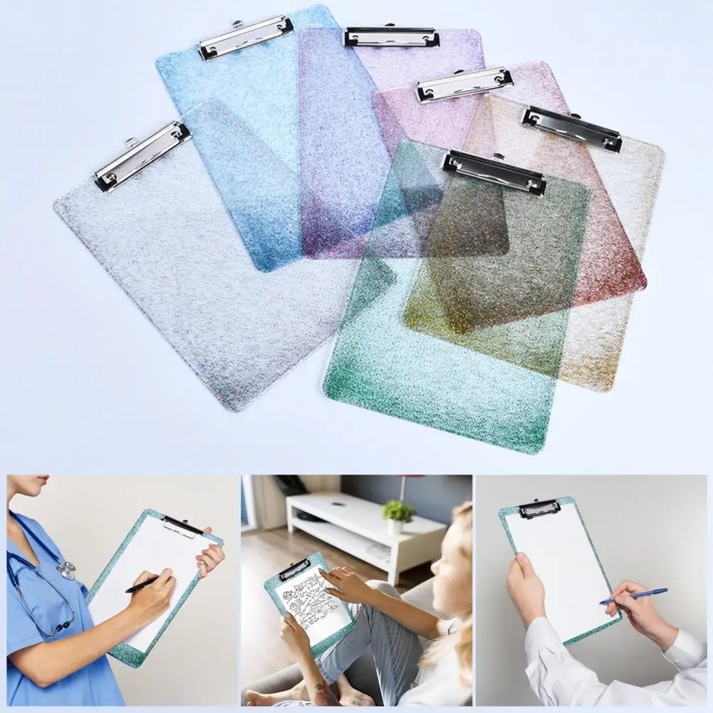 A4 Clipboard With Hook Plastic Clip Board File Folders Document Holders Transparent Candy Color Writing Board Clip Folder Board