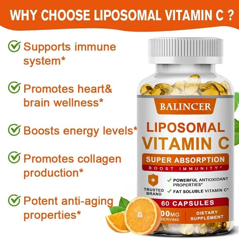 Liposomal Vitamin C 1500mg High Absorption Vitamin C, Immune System & Collagen High Potency Fat Soluble Ascorbic Acid Supplement