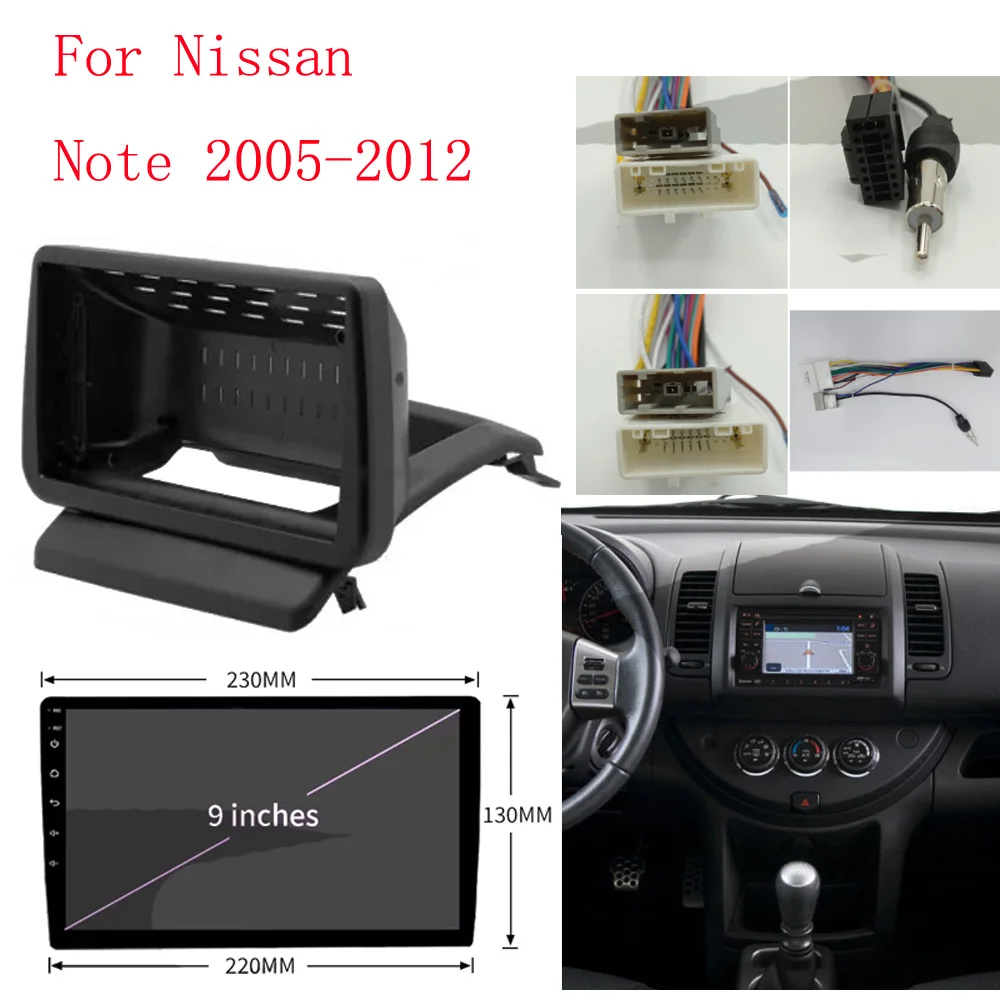 HAOCHEN 9 inch 2din Car Radio Fascia Stereo Panel Plate For Nissan note 2005-2013 car audio Frame Dash Kit cable wire