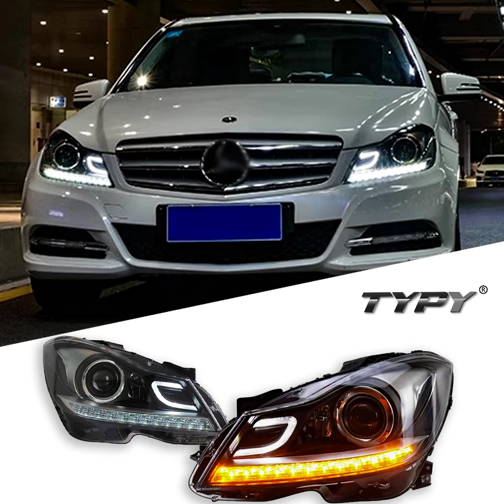 TYPY Car For Benz C-Class W204 Headlights 2011-2014 Upgrade Modified New DRL Dynamic Turn Signal LED Headlight Auto Accessories