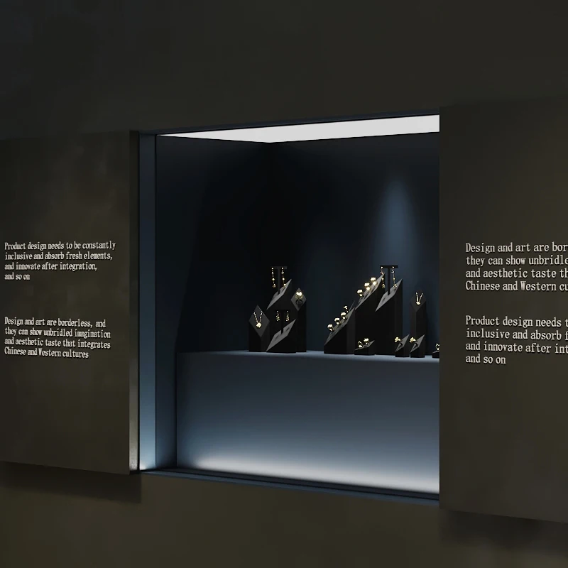 WoodTen alat peraga tampilan perhiasan kelas atas hitam serat mikro kalung cincin anting-anting pajangan rak tampilan perhiasan jendela berdiri